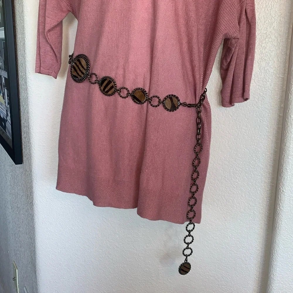 VINTAGE CONCHO CHAIN BELT 8 tiger print calf hair brass medallions. OSFM EUC